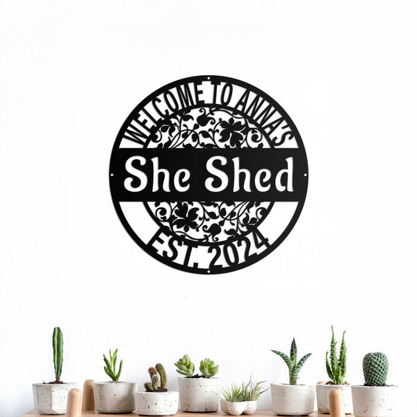 Custom She Shed Metal Sign, Garden Sign, Personalised Gifts For Her, Girl's Room Sign, Vintage Frame Sign, Wall Art Decor, Gift For Her