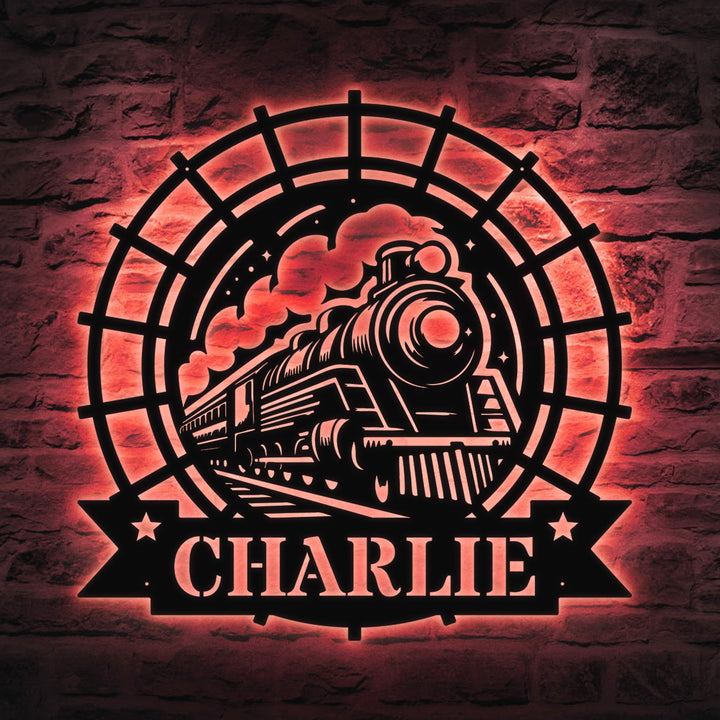 Custom Train Metal Wall LED Lights, Railroad Wall Decor, Railroad Sign, Man Cave Decor, Train Driver Gift, Housewarming Gift, Home Decor