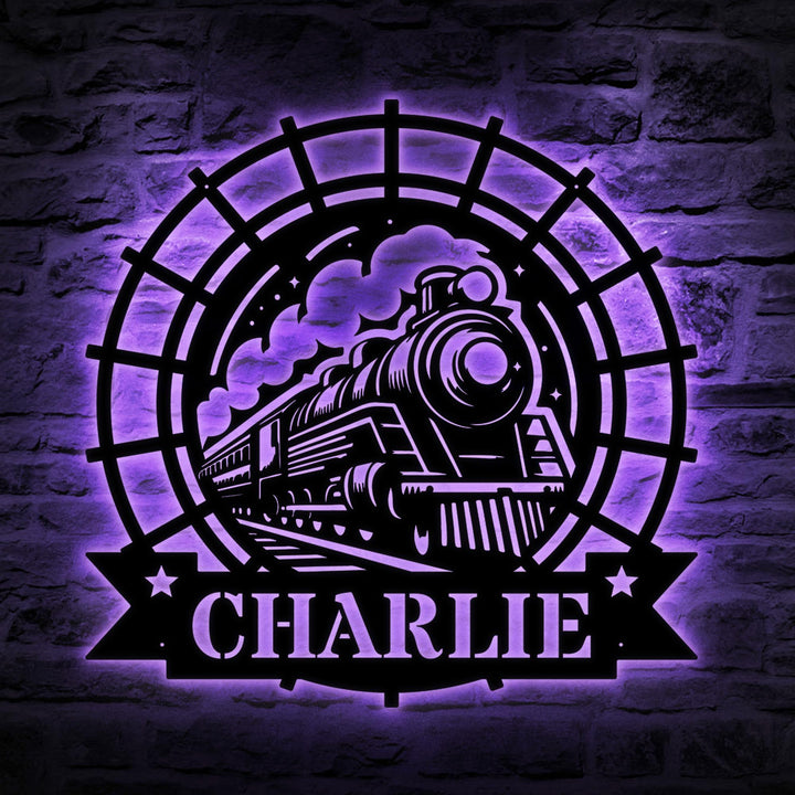 Custom Train Metal Wall LED Lights, Railroad Wall Decor, Railroad Sign, Man Cave Decor, Train Driver Gift, Housewarming Gift, Home Decor
