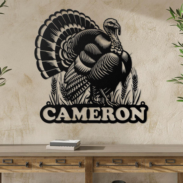 Custom Wild Turkey Farmhouse Metal Wall Art LED Light Personalized Turkey Farm Name Sign Home Decor Barn Nursery Decoration Farmer Birthday