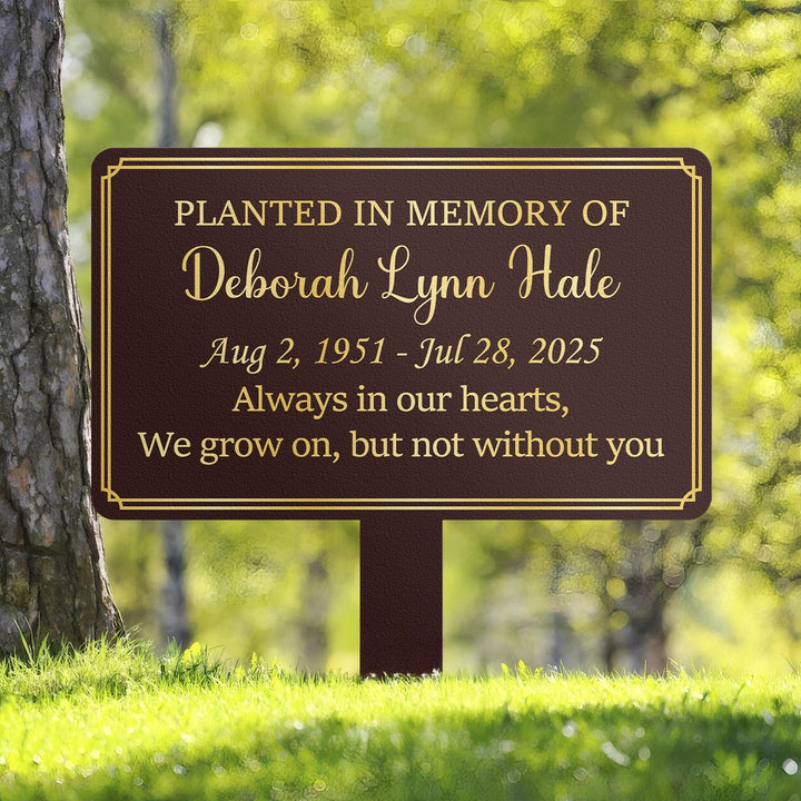 Custom Memorial Tree Sign With Stake, Metal Name Plate, Metal Memorial Marker, Tree Plaque Marker, Dad Mom Loss, Sympathy Sign, Garden