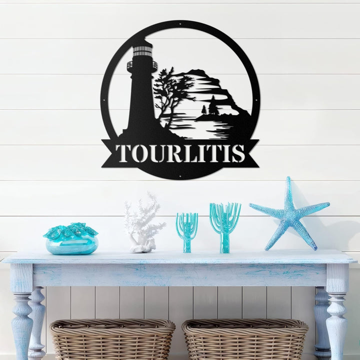 Custom Lighthouse Metal Wall Art Personalized Lighthouse Name Sign Home Decor Lighthouse Metal Sign Nautical Beach House Decor Birthday Gift