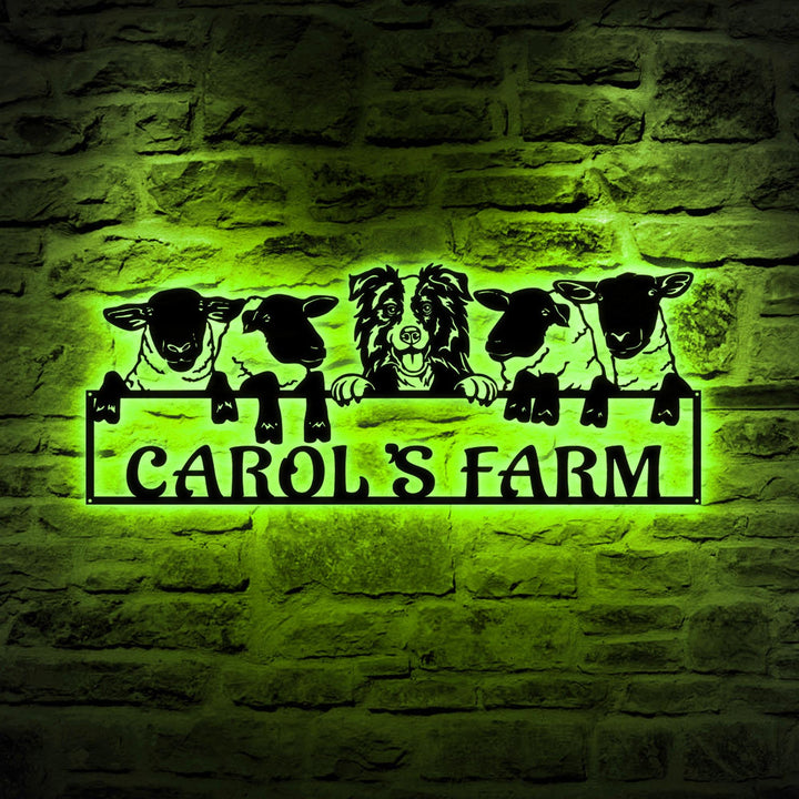 Sheep Farm Metal Sign Led Lights, Custom Metal Sheep Sign, Personalized Three Sheep Metal Wall Art, Farm Decor Outdoor, Ranch Barn Sign