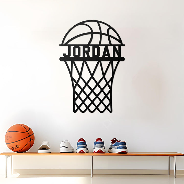 Custom Basketball Monogram Metal Sign With LED Lights , Personalized Basketball Metal Wall Art LED RGB, Basketball Neon Metal Wall Decor