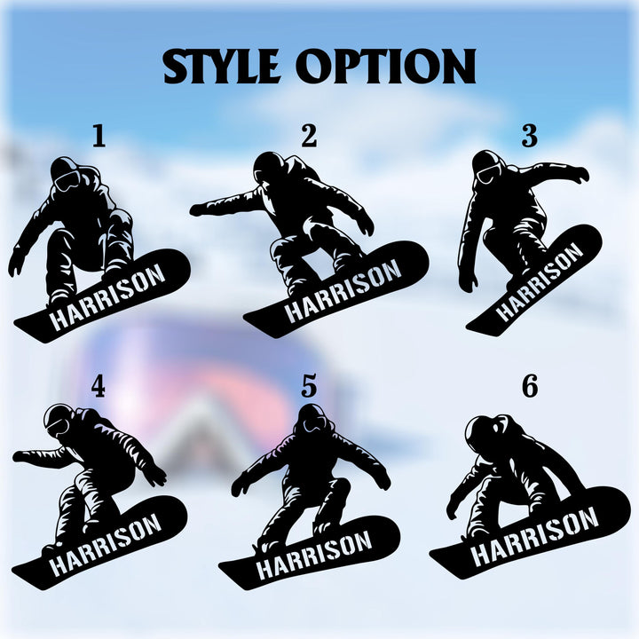 Custom Snowboarding Metal Wall Art LED Light Personalized Snowboard Name Sign Home Decor Snowboarder Mountain Decoration Birthday Gift