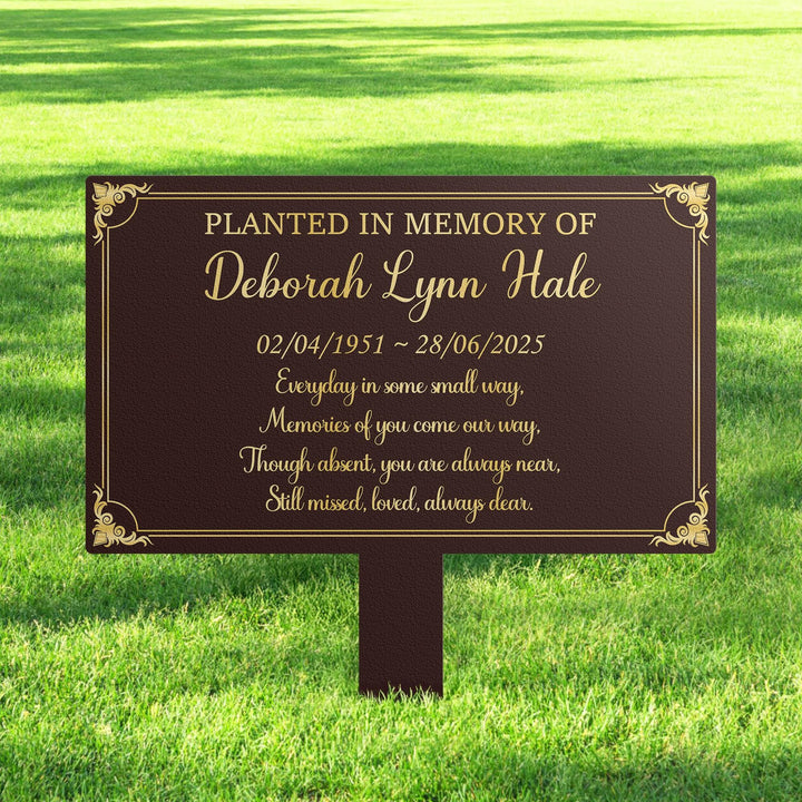 Memorial Plaque Stake, Sturdy Metal Grave Marker, Remembrance Plaque in Black, Gold and Silver, Outdoor, Indoor Memorial Plate, Personalized