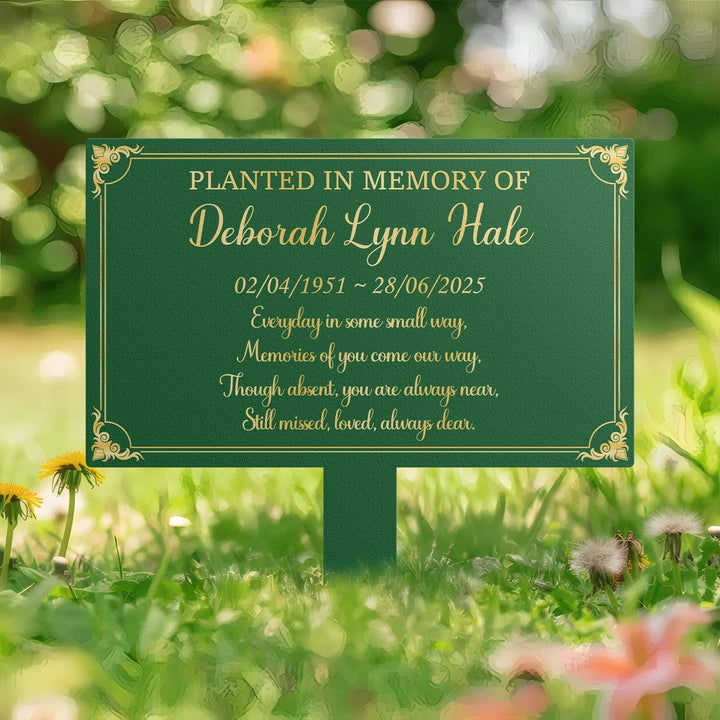 Memorial Plaque Stake, Sturdy Metal Grave Marker, Remembrance Plaque in Black, Gold and Silver, Outdoor, Indoor Memorial Plate, Personalized