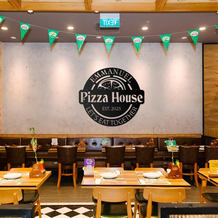 Custom Pizzeria Restaurant Metal Wall Art LED Light Personalized Pizza House Name Sign Home Decor Business Logo Decoration Birthday Gifts
