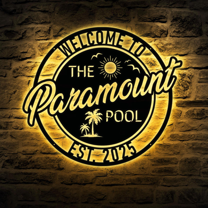 Personalized Metal Poolside Sign, Custom Tropical Pool Sign, Patio Decor, Pool Bar Sign, Backyard Sign, Custom Welcome Sign, Tiki Bar Art
