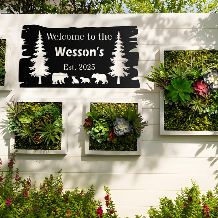 Custom Metal Bear Wall Sign, Personalized Cabin Sign, Custom Family Name Bear Decor, Outdoor Metal Sign, Farm Sign, Ranch Wall Art Decor