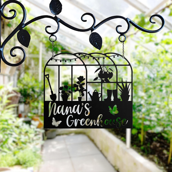 Custom Metal Greenhouse Sign, Personalized Hanging Garden Sign, BackYard Decor, Greenhouse Name Sign, Retro Garden Plaque, Mom's Gift
