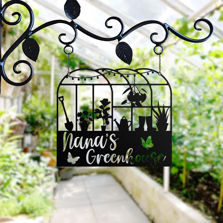 Custom Metal Greenhouse Sign, Personalized Hanging Garden Sign, BackYard Decor, Greenhouse Name Sign, Retro Garden Plaque, Mom's Gift