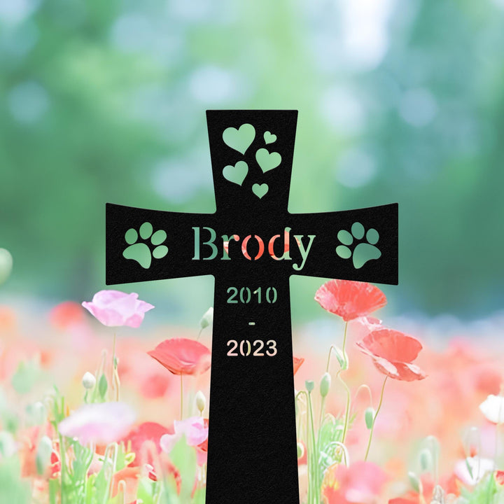Custom Dog Grave Marker Cross – Pet Memorial Stake, Outdoor Cemetery Plaque, Sympathy Gift for Pet Loss, Garden Remembrance Decor, Cat loss