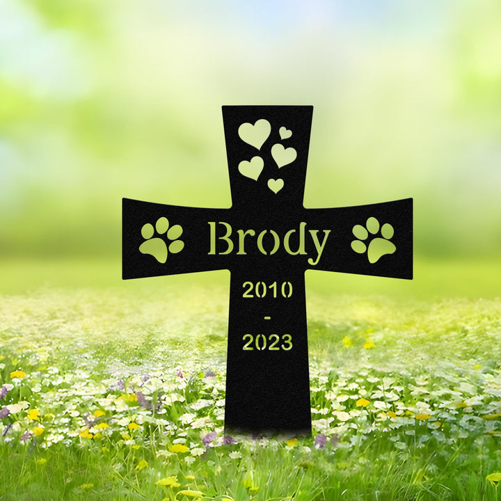 Custom Dog Grave Marker Cross – Pet Memorial Stake, Outdoor Cemetery Plaque, Sympathy Gift for Pet Loss, Garden Remembrance Decor, Cat loss