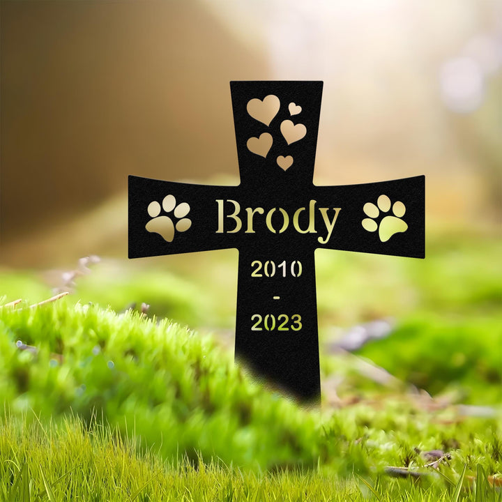 Custom Dog Grave Marker Cross – Pet Memorial Stake, Outdoor Cemetery Plaque, Sympathy Gift for Pet Loss, Garden Remembrance Decor, Cat loss