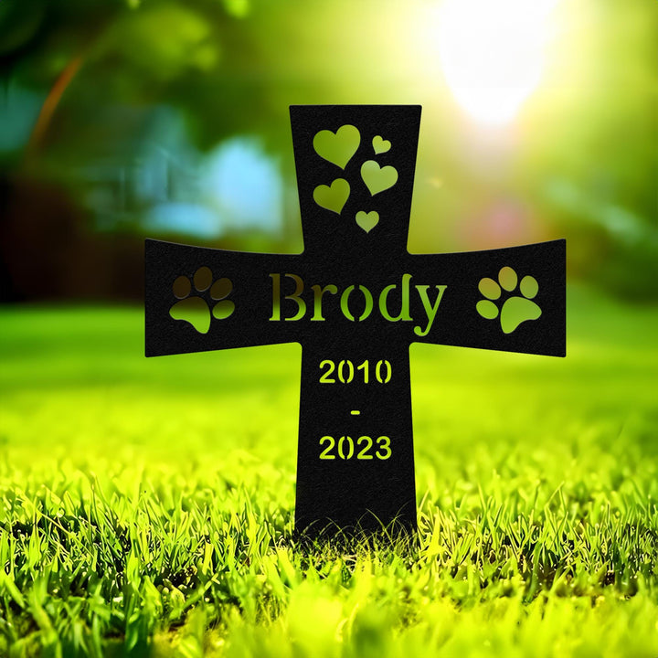 Custom Dog Grave Marker Cross – Pet Memorial Stake, Outdoor Cemetery Plaque, Sympathy Gift for Pet Loss, Garden Remembrance Decor, Cat loss