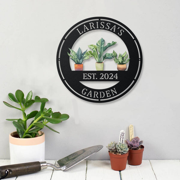 Personalized Garden Name Sign, Custom Metal Garden Sign, Garden Wall Hanging, Custom Metal Gardening Gift, Mothers Day Gift, Gift for Mom