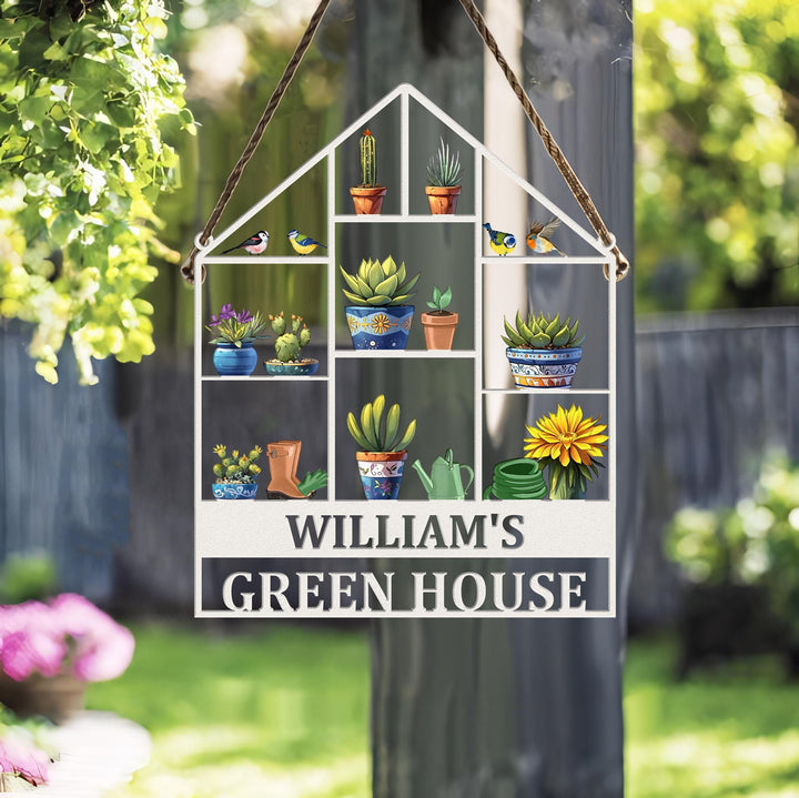 Custom Greenhouse Metal Sign, Personalized Hanging Garden Sign, Greenhouse Name Sign, Gift For Mom, Conservatory Sign Gift, Mothers Day Gift