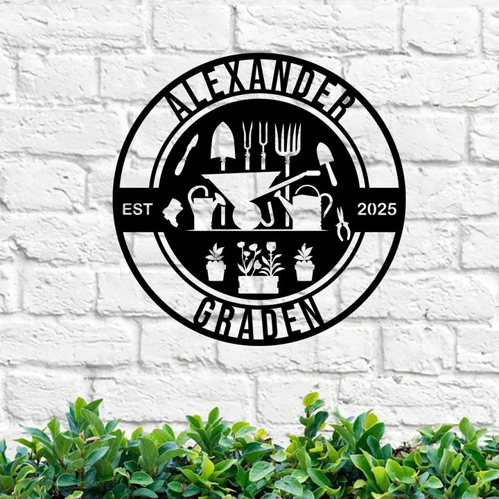 Personalized Garden Metal Signs, Custom Large Sign for She Shed Garden, Name Wall Art for Garden Outdoor Decor, Outdoor Plaque, Mom's Gift