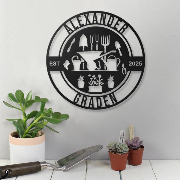 Personalized Garden Metal Signs, Custom Large Sign for She Shed Garden, Name Wall Art for Garden Outdoor Decor, Outdoor Plaque, Mom's Gift