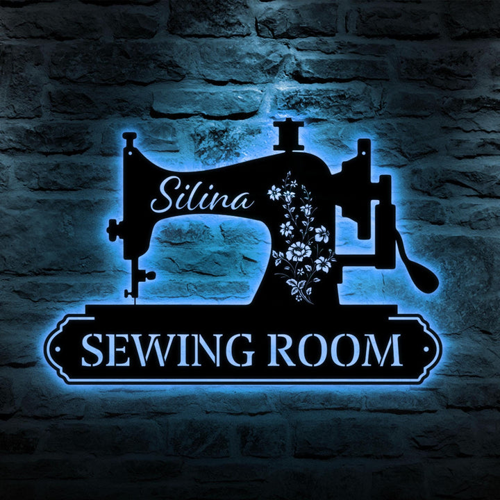 Personalized Sewing Metal LED Sign, Custom Quilting Sign, gift for grandma, Sewing Machine Sign, Sewing Room Decor, Gift For Mom,Mothers Day