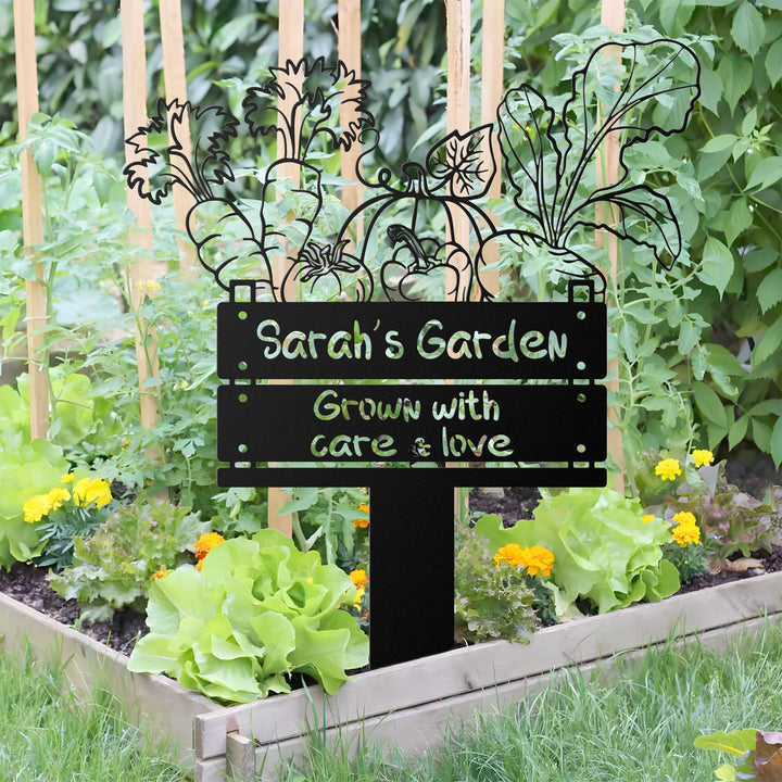 Garden Metal Sign with Stakes Personalizable, Custom Round Sign for Garden Decoration| Gardeners Gift| Unique Gift for Mothers Day