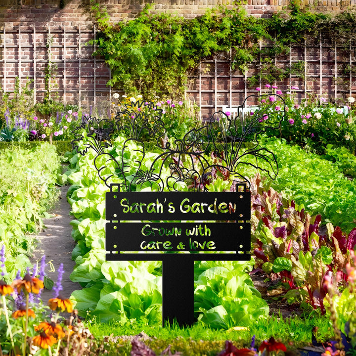 Garden Metal Sign with Stakes Personalizable, Custom Round Sign for Garden Decoration| Gardeners Gift| Unique Gift for Mothers Day