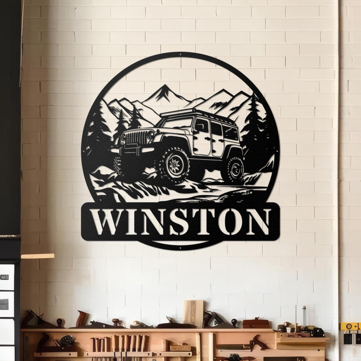 Custom Offroad Jeep Metal Sign, Personalized Outdoor Sign, Rustic Adventure Wall Art, Unique Gift for Jeep Enthusiasts, Garage Decor