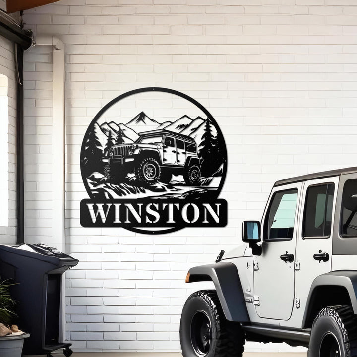 Custom Offroad Jeep Metal Sign, Personalized Outdoor Sign, Rustic Adventure Wall Art, Unique Gift for Jeep Enthusiasts, Garage Decor
