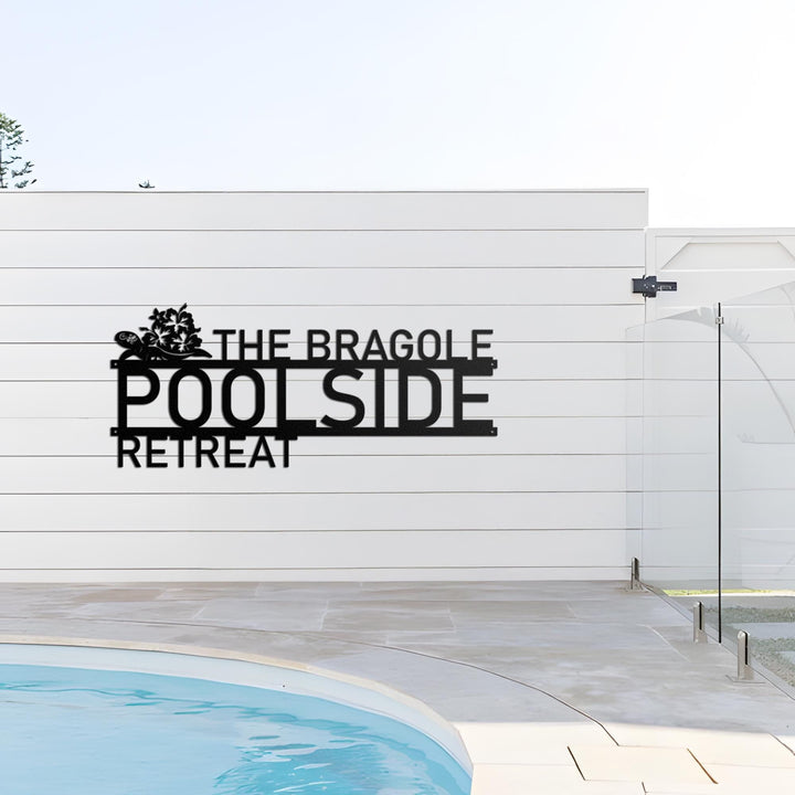 Personalized Hibiscus Pool Sign Metal Wall Art, Outdoor Patio Decor,  Poolside Deccor, Oasis Retreat Pool, Tropical Home Decor, Spring Decor