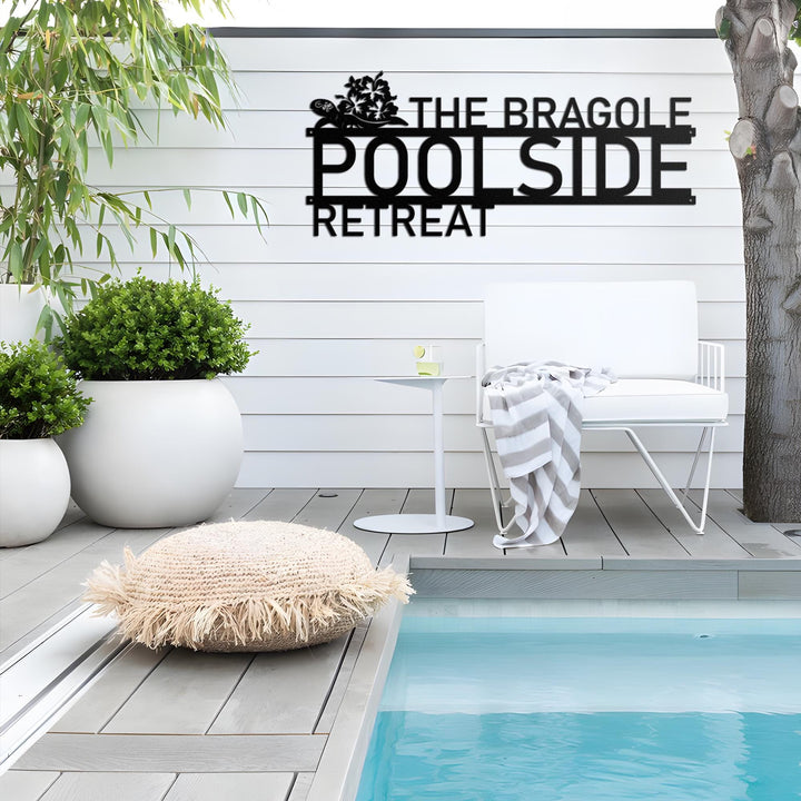 Personalized Hibiscus Pool Sign Metal Wall Art, Outdoor Patio Decor,  Poolside Deccor, Oasis Retreat Pool, Tropical Home Decor, Spring Decor