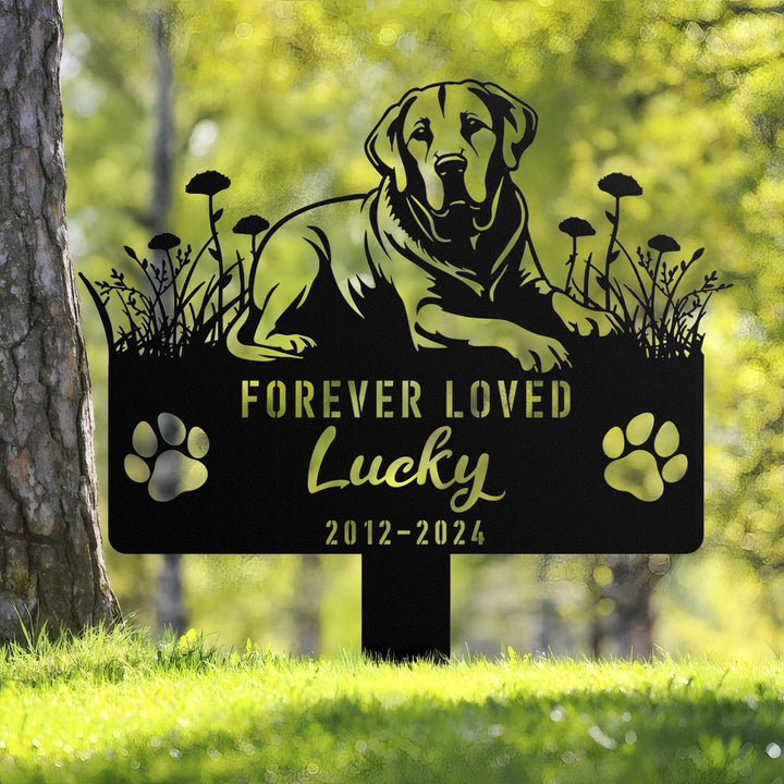 Personalized Labrador Retriever Memorial Stake, Custom Dog Grave Marker, Metal Pet Remembrance Sign, Sympathy Sign, Dog Loss Gift