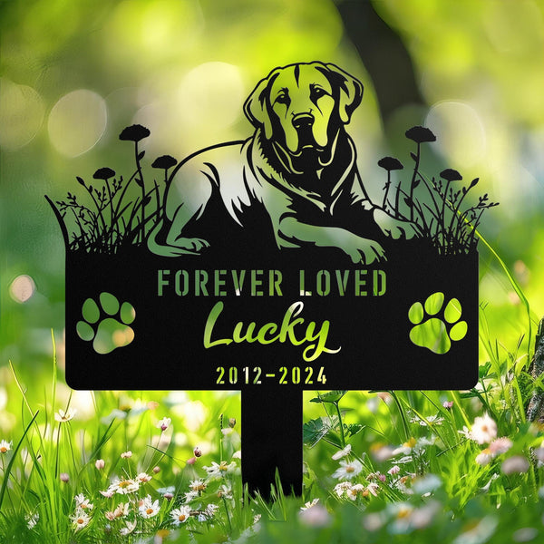 Personalized Labrador Retriever Memorial Stake, Custom Dog Grave Marker, Metal Pet Remembrance Sign, Sympathy Sign, Dog Loss Gift