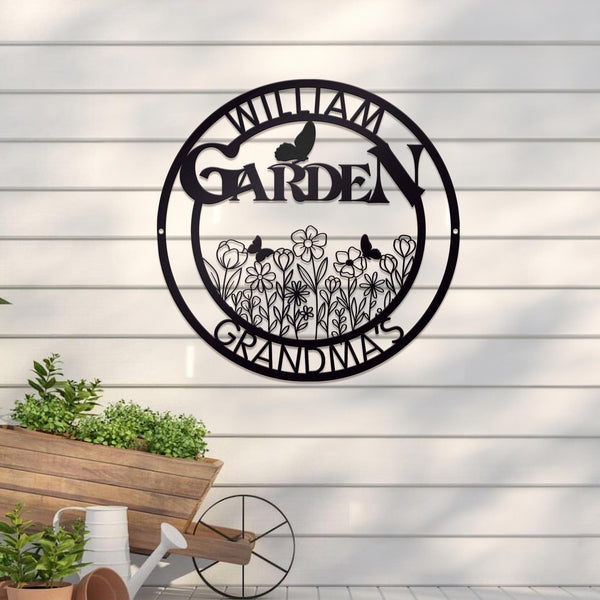 Personalized Garden Metal Sign, Custom Metal Garden Flower Sign, Metal Yard Art, Outdoor Decor, Gardener Name Sign, Gift For Mom,Mothers Day