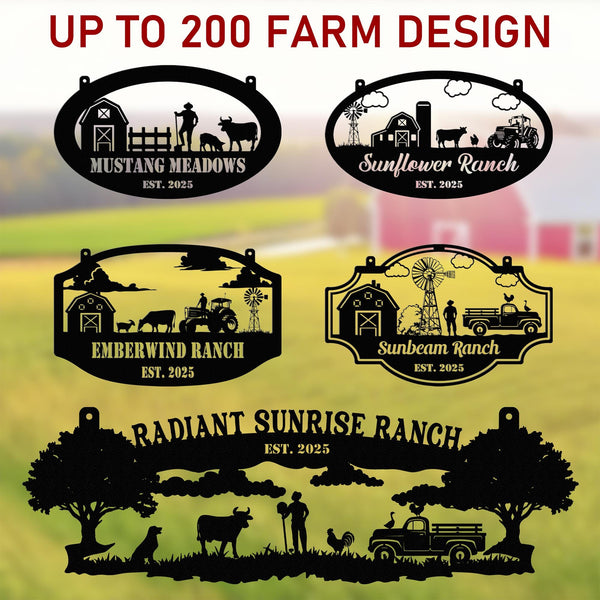 Personalized Metal Farm Sign, Custom Every Farm Sign, Large Farm Sign, Farmville Metal Sign, Farm Gate Sign, Farm Sign with all farm Pet.