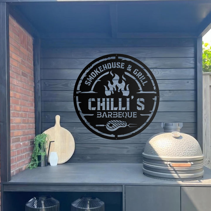 Personalized Metal Barbecue Wall Sign, Custom Grill Sign, Barbecue Sign for Outdoor, Large BBQ Sign, Custom Gift, Barbecue Wall Art Decor
