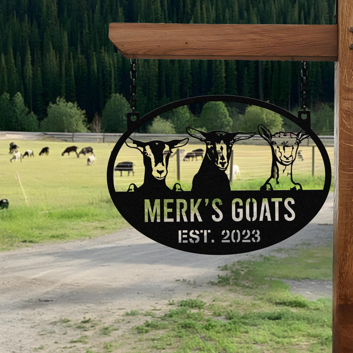 Custom Goat Metal Sign, Goat Metal Wall Art, Ranch/ Barn Sign, Farmhouse Wall Decor, Farmer Gift, Personalized Farm Name Sign, Farmer Gift