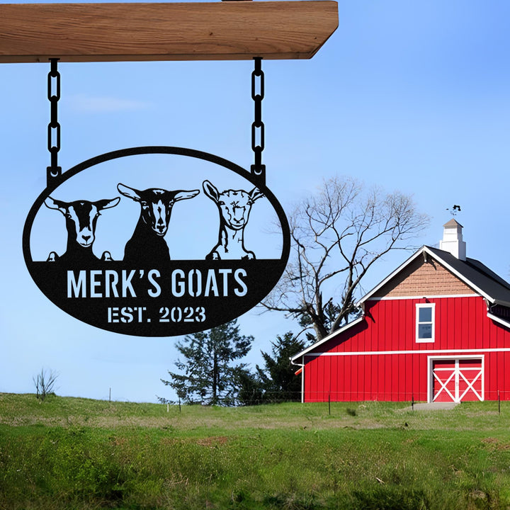 Custom Goat Metal Sign, Goat Metal Wall Art, Ranch/ Barn Sign, Farmhouse Wall Decor, Farmer Gift, Personalized Farm Name Sign, Farmer Gift