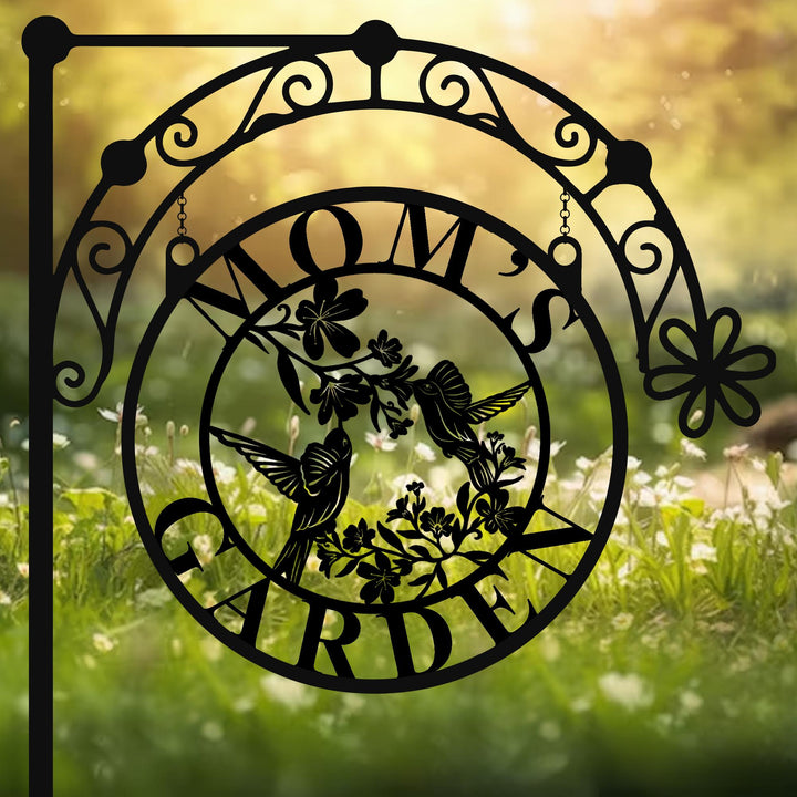 Personalized Hummingbird Garden Sign, Custom Metal Wall Art, Hummingbird Yard Decor, Outdoor Garden Name Plaque, Gift for Gardeners