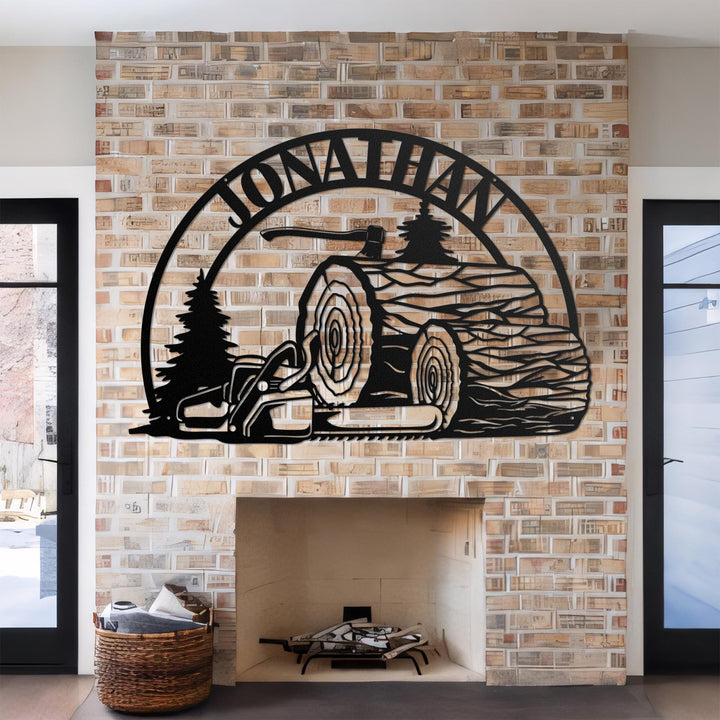 Custom Lumberjack Metal Wall Art With LED Light, Personalized Lumberjack Name Sign Decoration For Room, Lumberjack Home Decor, Father Gifts