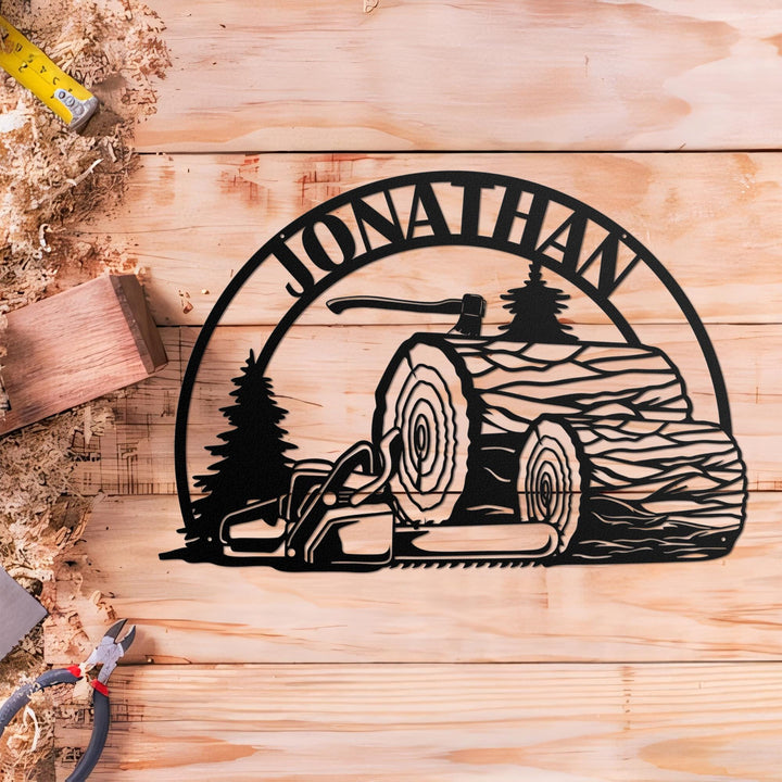 Custom Lumberjack Metal Wall Art With LED Light, Personalized Lumberjack Name Sign Decoration For Room, Lumberjack Home Decor, Father Gifts