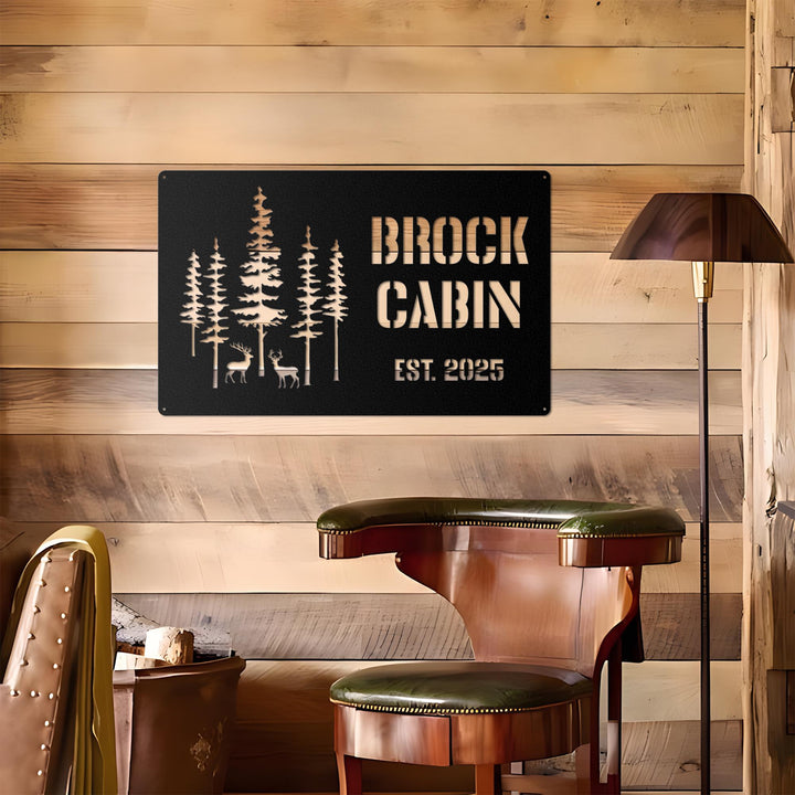 Personalized Metal Cabin Name Sign, Pine Tree Custom Metal Sign, Personalized Gift, Farmhouse Gift, Mountain House Sign, Family Name Sign