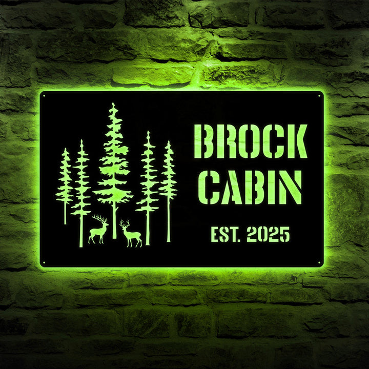 Personalized Metal Cabin Name Sign, Pine Tree Custom Metal Sign, Personalized Gift, Farmhouse Gift, Mountain House Sign, Family Name Sign