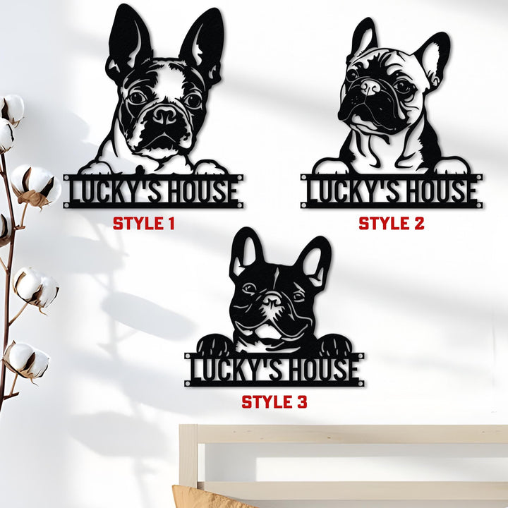 Custom French Bulldog Metal Sign, Personalized Dog Name Sign, Dog House Decor, Pet Lover Gift, Dog mom Sign, Pet Wall Art, Wall Art Decor