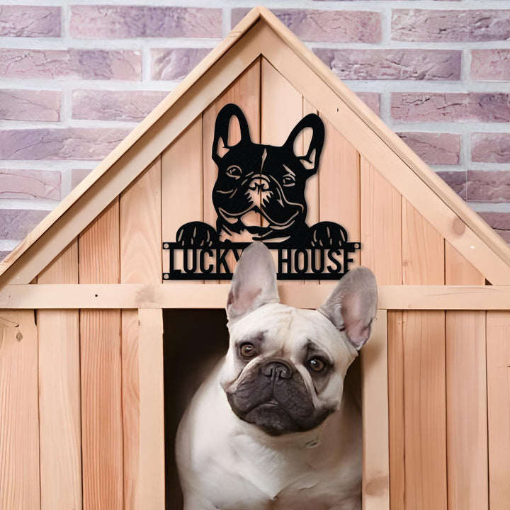 Custom French Bulldog Metal Sign, Personalized Dog Name Sign, Dog House Decor, Pet Lover Gift, Dog mom Sign, Pet Wall Art, Wall Art Decor