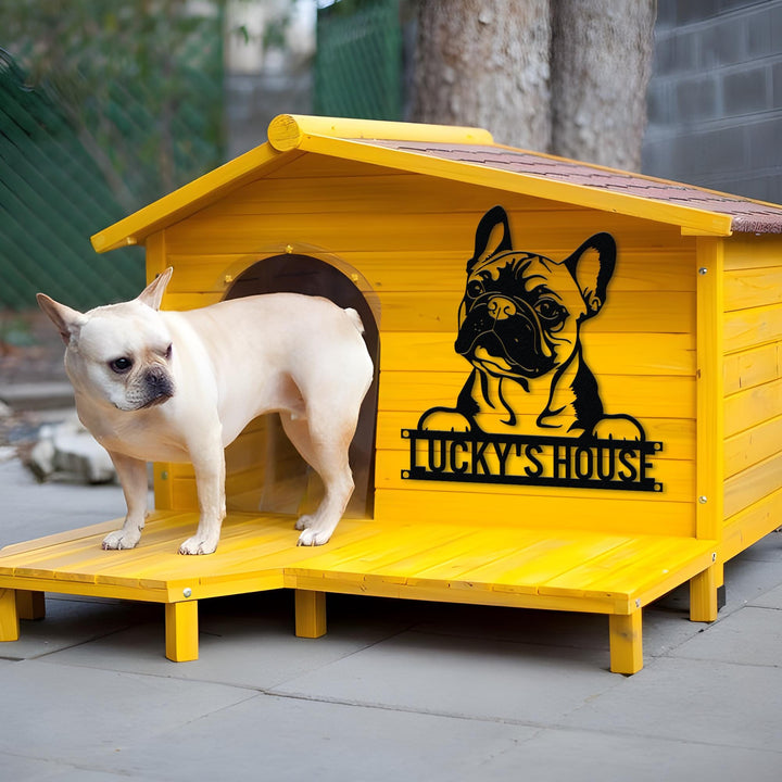 Custom French Bulldog Metal Sign, Personalized Dog Name Sign, Dog House Decor, Pet Lover Gift, Dog mom Sign, Pet Wall Art, Wall Art Decor