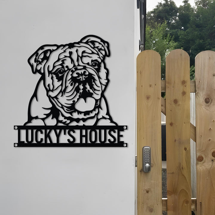 Custom English Bulldog Metal Sign Led Light, Personalized Dog Name Sign, Dog House Decor, Pet Lover Gift, Dog mom Sign, Pet Wall Art