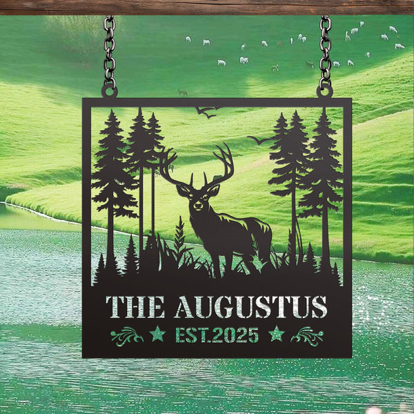 Custom Metal Deer Cabin Sign, Deer Hunter Gift, Cabin Decor, Hunting Sign, Personalized Last Name, Outdoor Decor, Lodge Decor, Farmer Gifts