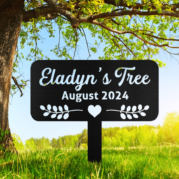 Personalized Memorial Tree Sign With Stake,Custom Tree Metal Garden Marker,Tree Garden Sign,Tree Plaque Marker,Metal Name Plate,Tree Decor