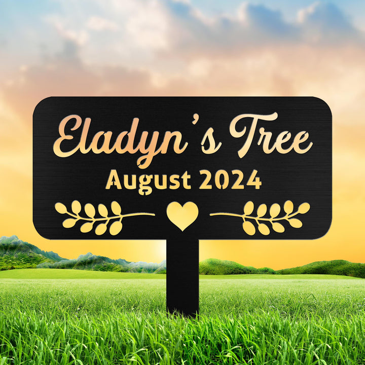 Personalized Memorial Tree Sign With Stake,Custom Tree Metal Garden Marker,Tree Garden Sign,Tree Plaque Marker,Metal Name Plate,Tree Decor
